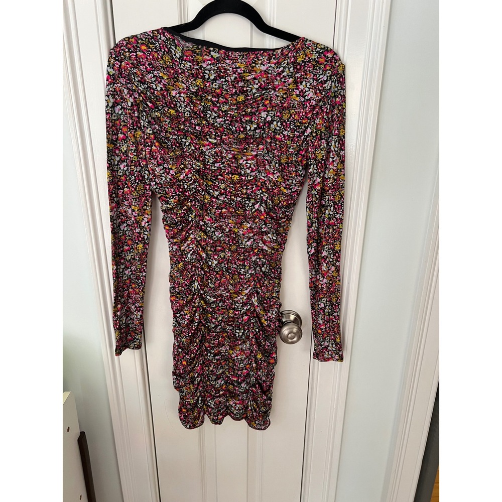 Steve Madden Womens Floral Ruched Bodycon Mini Dress Long Sleeve BM308142 Small - Picture 6 of 6